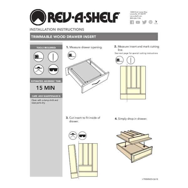 Rev-A-Shelf 33-1/8 Inch Width Wood Spice Drawer Insert, Natural 4SDI-36-1