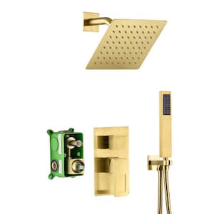 Modern 1-Handle 1-Spray Shower Faucet 1.8 GPM with Hand Shower in Brushed Gold (Valve Included)