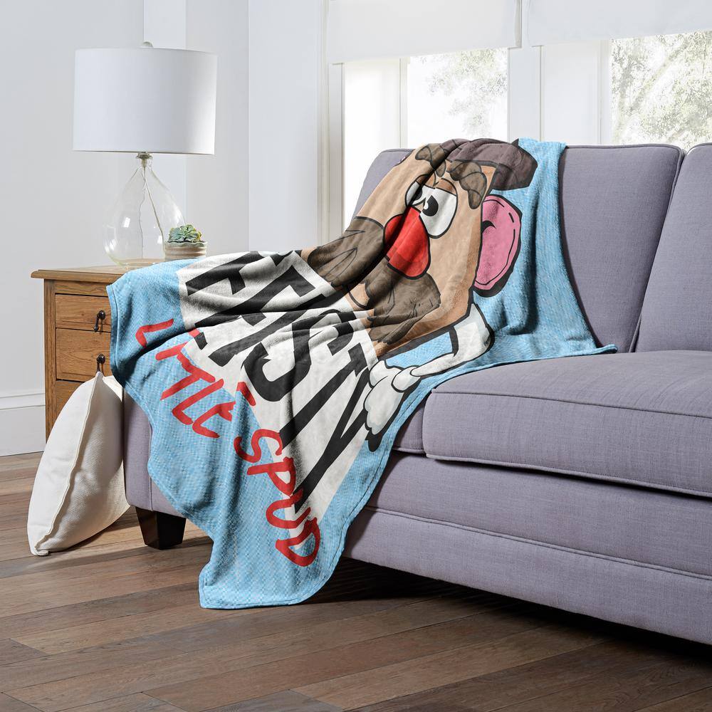 Feisty Little Spud Blue Sherpa Kids Throw Blanket