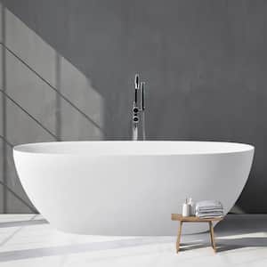 Lively 65 in. x 29.5 in. Soild Surface Soaking Bathtub with Center Drain in Stainless Steel
