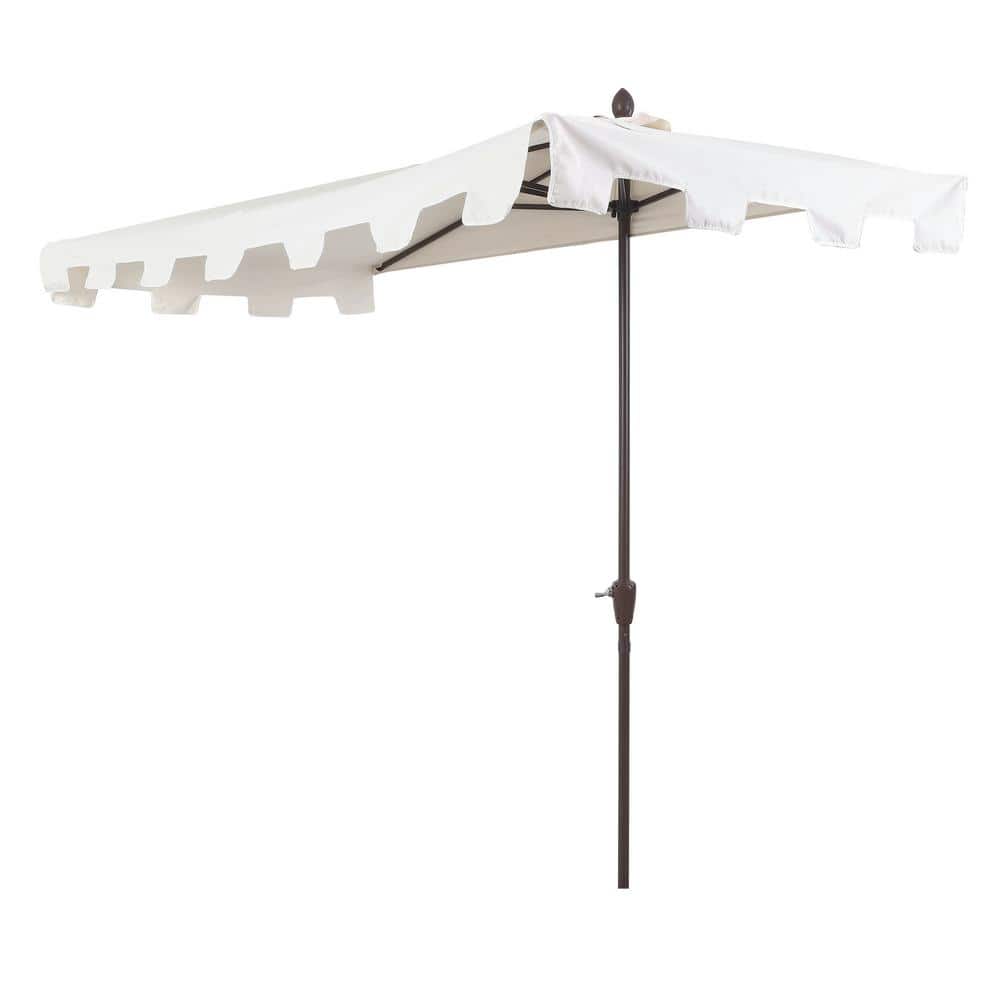 Sidney Cream Aluminum Half Market Patio Umbrella with Crank