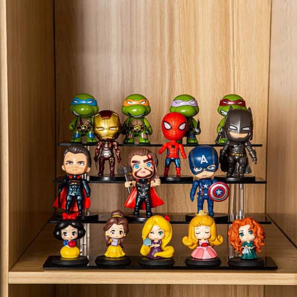 4-Tier Acrylic Organizer Stand with Risers for Spice Racks, Displaying Desserts at Parties and Standing Cupcakes, Black