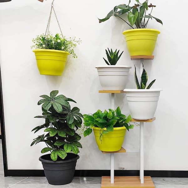 Maaa.ページ❗️イエロープランター Large Yellow Plastic Indoor/Outdoor Planter (9.8 in. W x 6.4 in. H