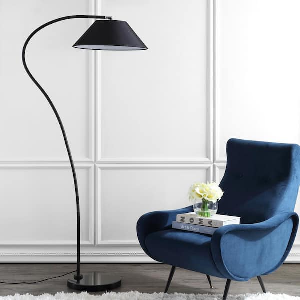 Lumi Arc 69 in. Black Arc Floor Lamp with Black Shade