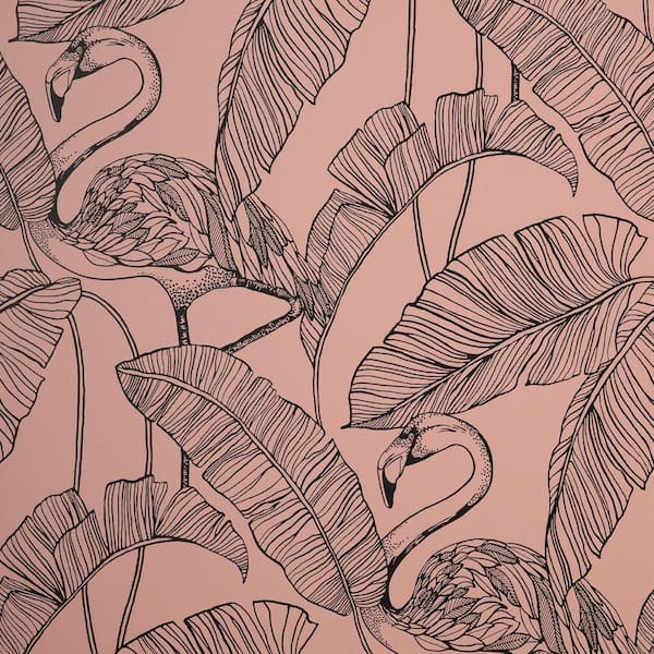 Fine Decor Mulholland Pink Flamingo Paper Wallpaper Sample