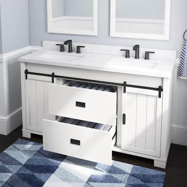 Glacier Bay Brindley 60 in. Double Sink Freestanding White
