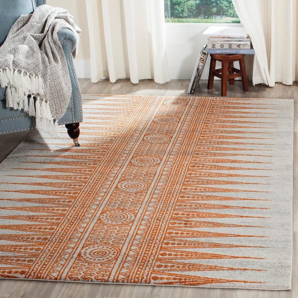 Evoke Ivory/Orange 7 ft. x 9 ft. Geometric Area Rug