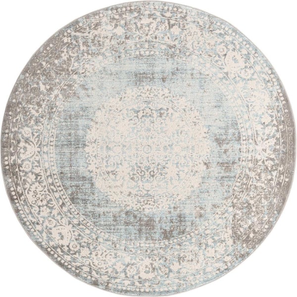 New Classical Olwen Light Blue 6' 0 x 6' 0 Round Rug