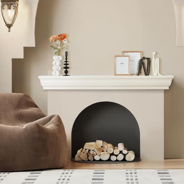 Fireplace Mantel 8 in. W x 72 in. D x 5 in. H White 50 lbs. Natural Wood Solid Decorative Wall Shelf Fireplace Mantel