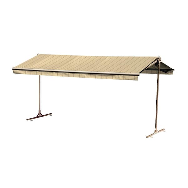 12 ft. Oasis Freestanding Motorized Retractable Awning (120 in. Projection) with Remote in Wheat