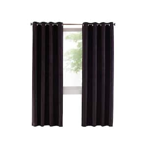 Navar Black Polyester Faux Seude 54 in. W x 84 in. L Grommet Indoor Blackout Curtain (Single Panel)