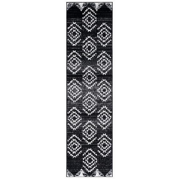 Skyler 2 ft. x 8 ft. Black/Ivory Striped Geometric Runner Rug