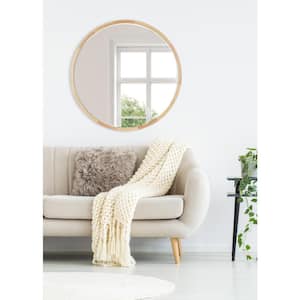 McLean 30 in. x 30 in. Classic Round Framed Natural Wall Mirror