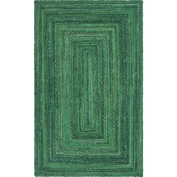 Unique Loom Braided Chindi Green 5 ft. x 8 ft. Area Rug