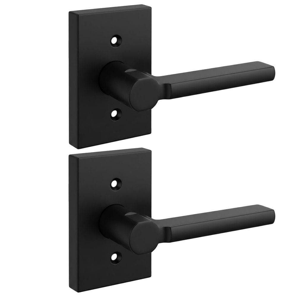Square Matte Black Keyed Entry Door Handle with Lock and Key, Zinc