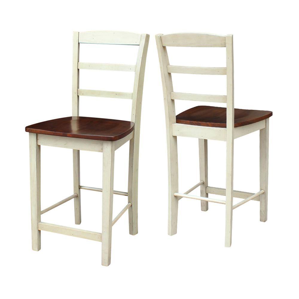 Antiqued Almond and Espresso Wood Counter Height Stool