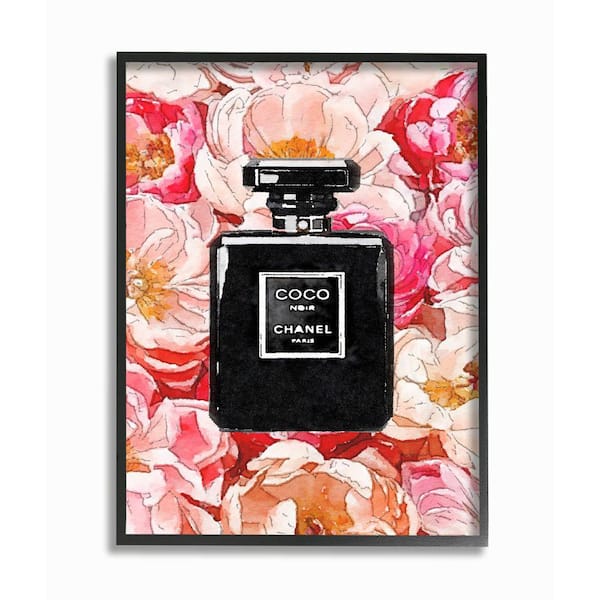Stupell Industries Black Perfume Pink Flowers Fashion Watercolor