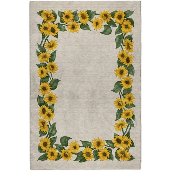 Dream Shag Premium Machine Washable Abstract ADS172 Yellow 3 ft. x 5 ft. Area Rug