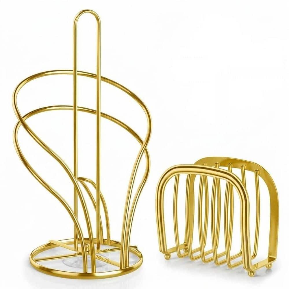 Stainless Steel Countertop Paper Towel and Napkin Holder Set with Weighted Base, Gold Finish price history on PriceWatchPro