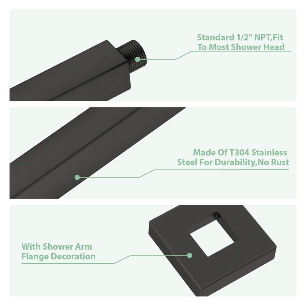 Matte Black Stainless Steel Ceiling Mounted Shower Arm