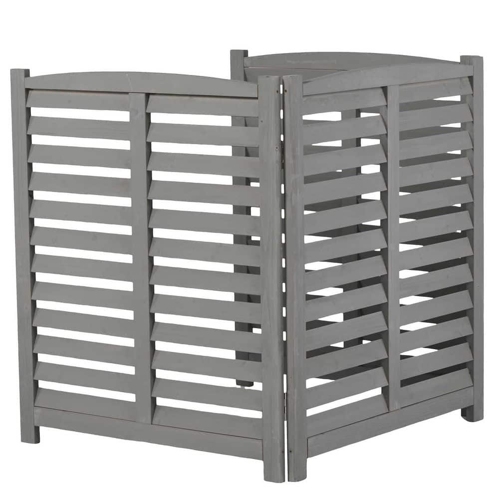 32 in. Gray Wood Garden Fence, Decorative Garden Fence 3-Panel, Outside Woo