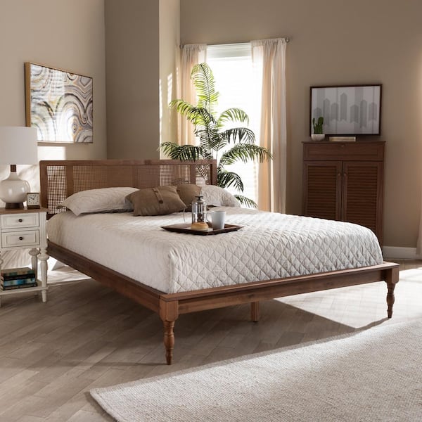 Baxton Studio Romy Ash walnut Queen Platform Bed 159 98209821 HD