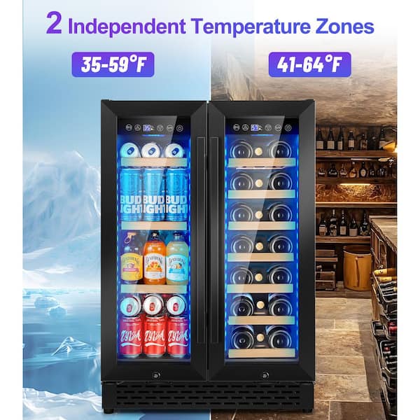 Hooure Black 24 in. Dual Zone Built-In/Freestanding 21-Wine