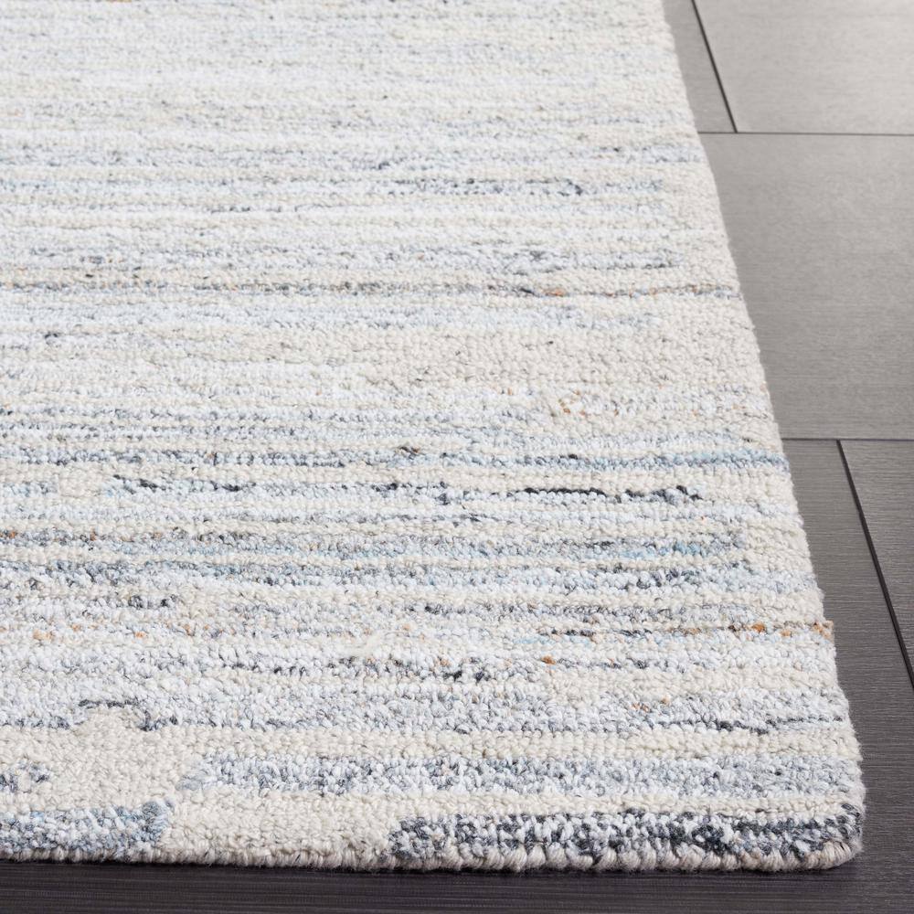 Handmade Blue and Beige Abstract Wool Area Rug, 6' x 6'