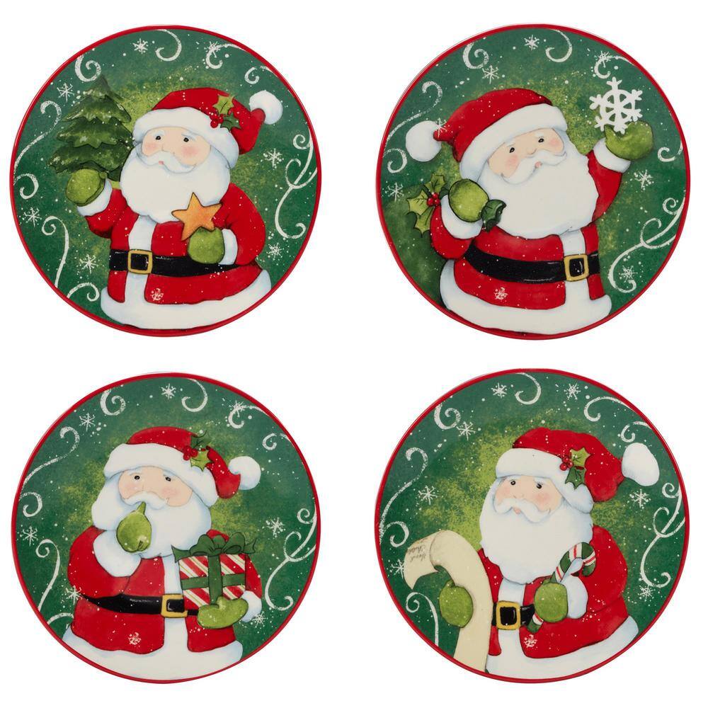 Holiday Magic Santa 6 in. Multicolored Earthenware Canape Plate (Set of 4) price history on PriceWatchPro