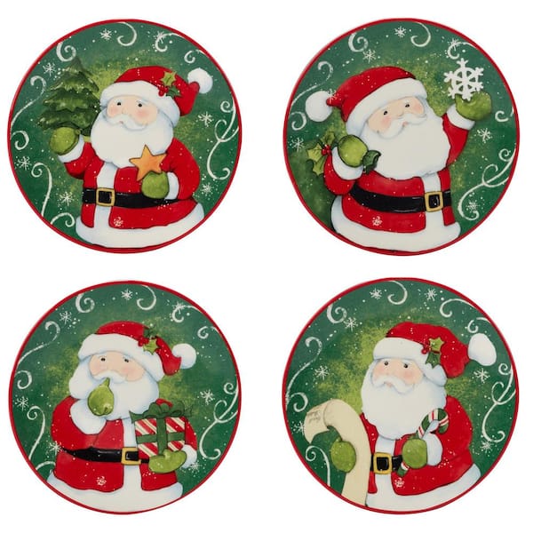 Certified International Holiday Magic Santa 6 in. Multicolored Earthenware Canape Plate (Set of 4)