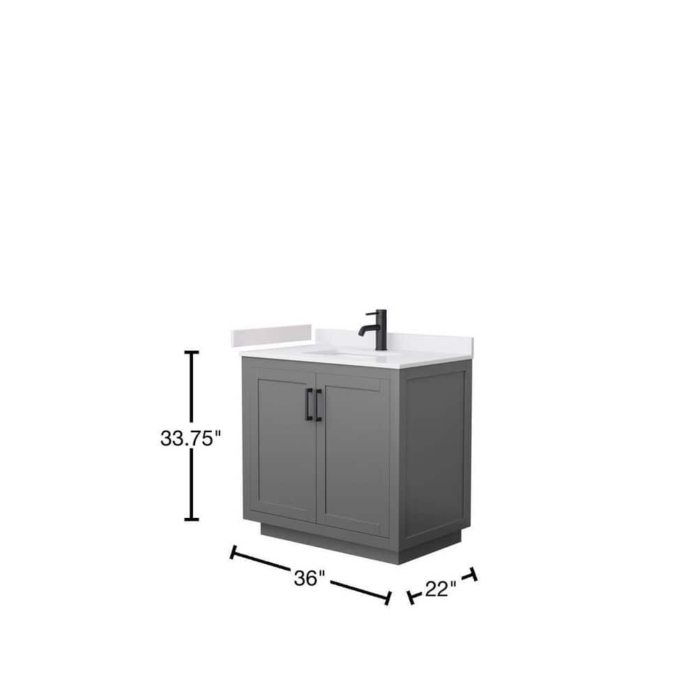 Miranda 36" Gray Freestanding Bathroom Vanity with Marble Top