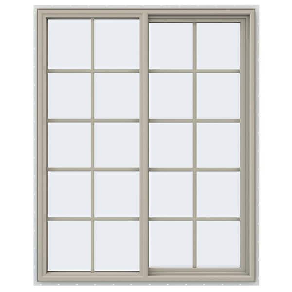 47.5 in. x 59.5 in. V-4500 Series Desert Sand Vinyl Right-Handed Sliding Window with Colonial Grids/Grilles