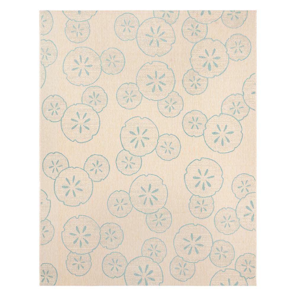 Disney Mickey Mouse Sand Dollar Sand/Oasis 6 ft. x 9 ft. Abstract Indoor/Outdoor Area Rug