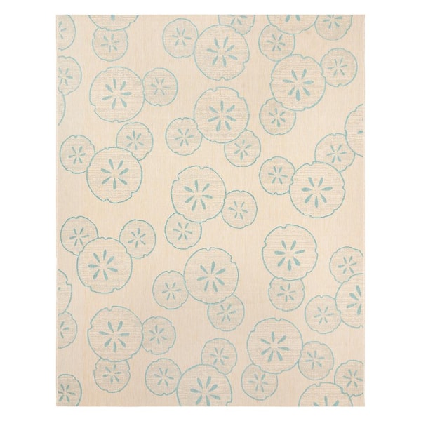 Disney Mickey Mouse Sand Dollar Sand/Oasis 6 ft. x 9 ft. Abstract Indoor/Outdoor Area Rug