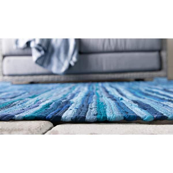 Cotton Navy & White Striped Rug 27.5 x 43 (Oversized 2'x3') – Nanta