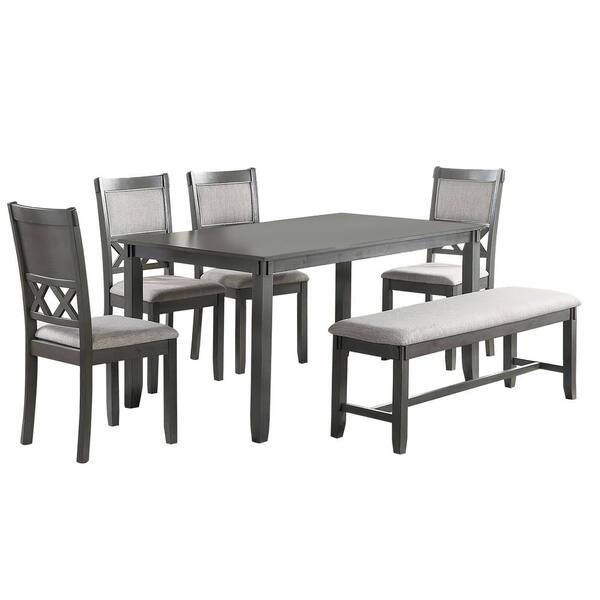 Venetian Worldwide 6-Piece 60 In. Length Gray Dining Set with Bench