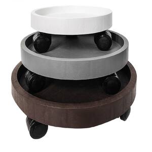 14 in. Brown Resin Thickened Round Plant Caddy