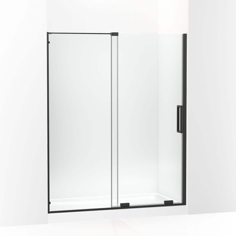 Matte Black Frameless Sliding Shower Door with Clear Glass