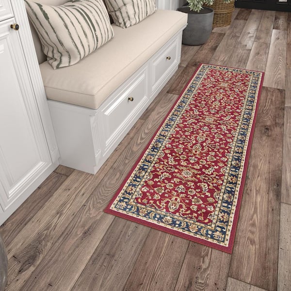 Sensation Border Red 2 ft. x 8 ft. Indoor Runner Rug