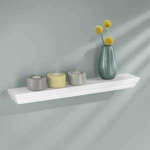 PROFILE 23.6 in. x 7.9 in. x 1.8 in. White MDF Floating Decorative Wall Shelf with Brackets