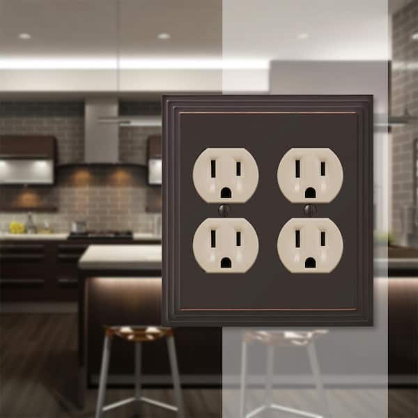 Tiered 2 Gang Duplex Metal Wall Plate - Aged Bronze