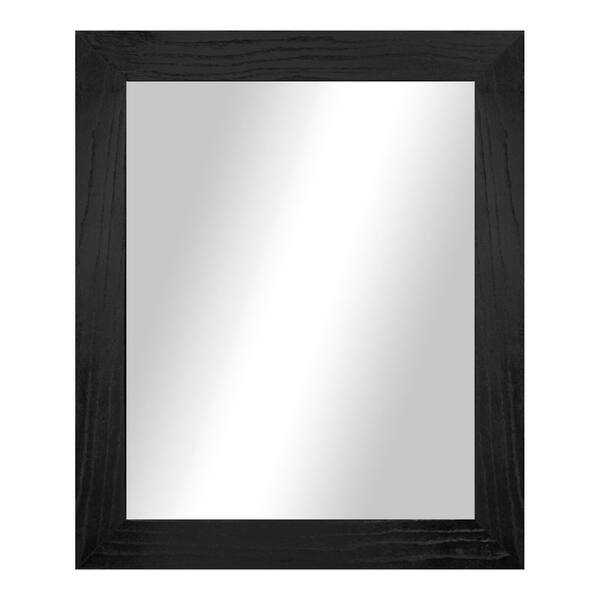 3 in Black Frame (36 in. W x 33 in. H) Oak Hardwood Rectangle Wall Mirror