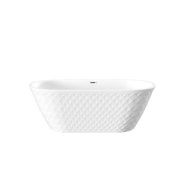 ANGELES HOME 67 in. x 31 in. Acrylic Soaking Bathtub with Chrome Overflow and Pop-Up Drain in Bright White