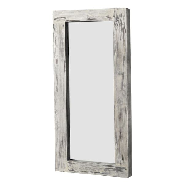 White Framed 31.5 in. W x 70.87 in. H Rectangle Wood Full Length Mirror for Living Room
