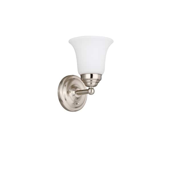 Hampton Bay Ashurst 1-Light Brushed Nickel Wall Sconce with Switch