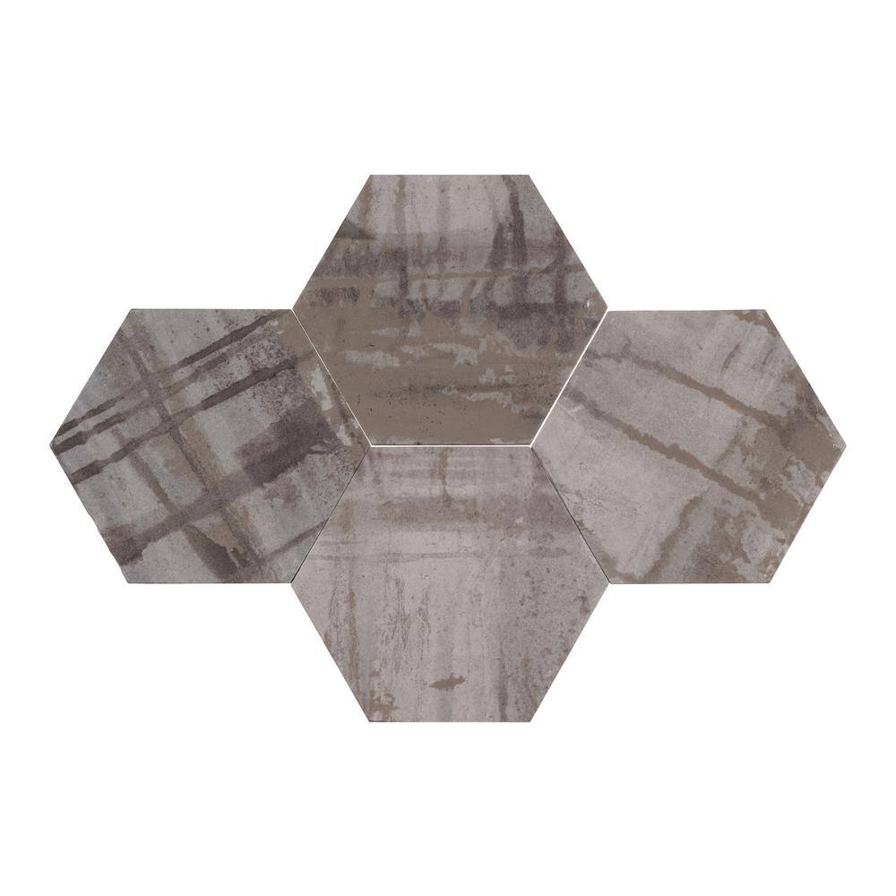 Homage 5" Brown Glazed Hexagonal Porcelain Tile
