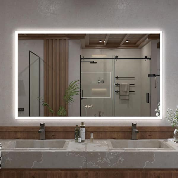 Haru 60 in. W x 36 in. H Rectangular Frameless LED Wall Bathroom Vanity Mirror