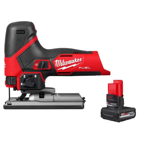 Milwaukee M12 12V Fuel Lithium-Ion Cordless Jig Saw with M12 XC High Output 5.0 Ah Battery Pack