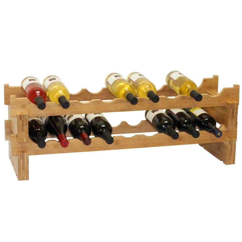 Oceanstar Medium Wood 18-Bottle Stackable Bamboo Wine Rack