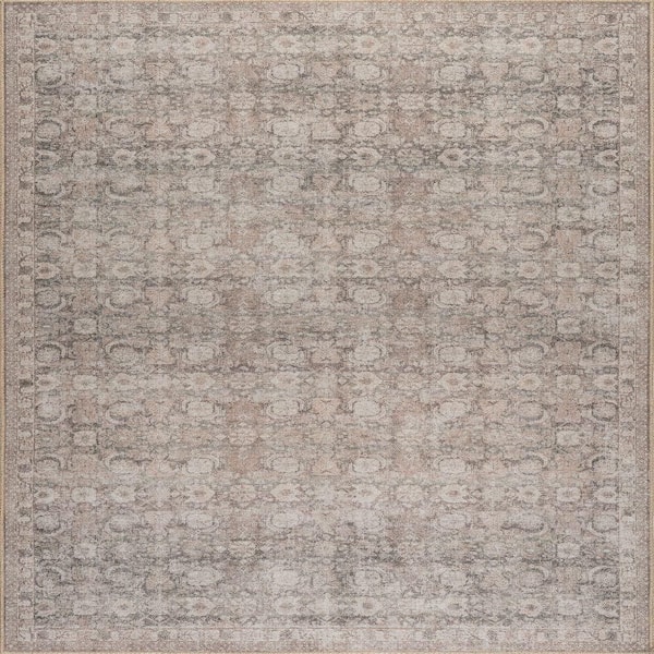 Hillstone Dark Beige 5 ft. x 8 ft. Traditional Vintage Medallion Area Rug